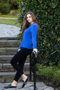 100% Merino Round Neck Top with Sleeve Detail - Regatta