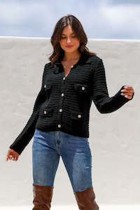 Button Detail Cardigan - Black