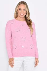 Silver Heart Knit - Pink