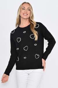 Silver Heart Knit - Black