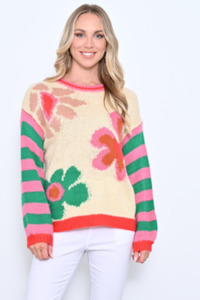 New U Collection: Floral Knit - White