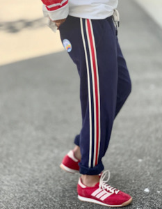 Sporty Velour Track Pant - Navy