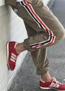 Hammill Co: Sporty Velour Track Pant - Khaki