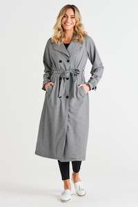 Coats: Ponte Trench Coat - Black Houndstooth