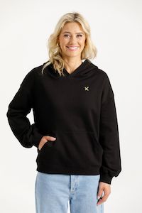Homelee: Alpine Elliot Hoodie - Black With Gold Cross