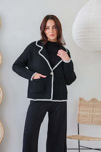 Blanket Stitch Short Jacket - Black