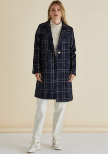 Clothing Sale: Genevieve Coat - Gold/Navy Check