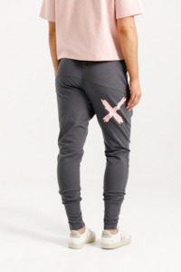 Homelee: Apartment Pants - Graphite With Blossom Cross