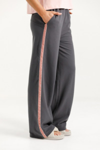 Palazzo Pants - Graphite With Blossom Velvet Ribbon