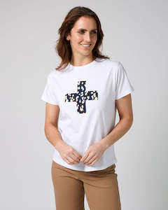 Ace Tee Leopard Cross - White