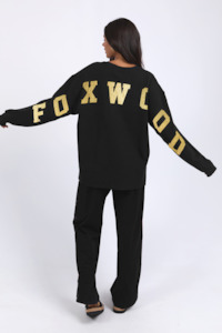 Sweats Hoodies: Interval Crew - Black With Metallic Gold Lettering