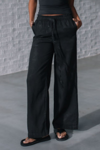 Grace Co: Drawstring Tencel Jeans - Black