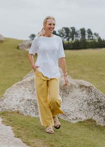 Indiana Wide Leg Pants - Lemon Grass