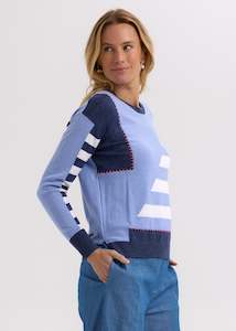 Hand Work Intarsia Jumper - Blueberry