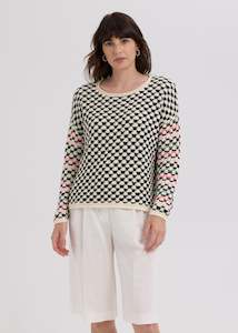 Knitwear: Checked Jumper - Vanilla