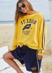 Urban Velour Sweatshirt - Lemon/Navy