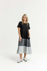 Homelee: Kendall Dress - Black/Charcoal/Grey