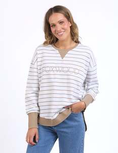 Simplified Striped Crew - Natural/White