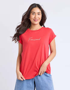 Signature Contrast Tee - Red With Peach