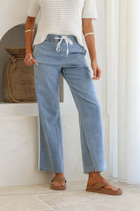 Weekender Racing Stripe Pants - Denim/White