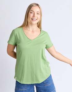 Elm: Pima Vee Tee Shirt - Forest Green