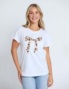 Stella And Gemma: Classic Tee - White Summer Leopard Bow