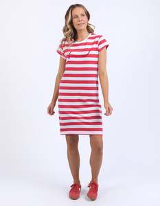 Signature Stripe Tee Dress - Cayenne/White Stripe