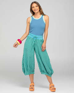 Pants: Guru Pants - Green Seersucker