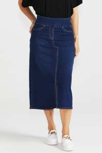 Winter Collection: Shelby Stretch Denim Skirt - Midnight Denim