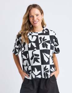 Elm: Splice Tee Shirt - Black/White Print