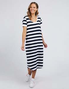 Meave Midi Dress - Navy/White Stripe
