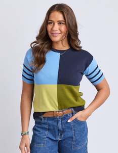 Elm: Charlotte Short Sleeve Knit - Azure Blue