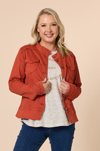 Denim Jackets: Military Denim Jacket - Maple