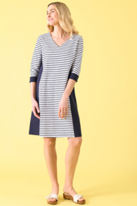 Sale Dresses: Wainui Dress - Navy/White Stripe