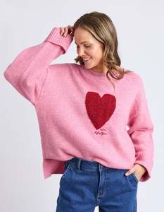 Elm: Intersia Heart Knit - Quartz Pink