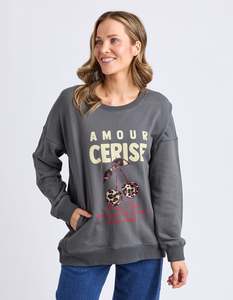 Amore Cerise Crew - Washed Black