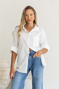 Shirts: Oversize Shirt - White