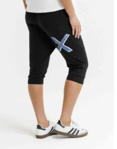 Homelee: Apartment Pant 3/4 - Black With Marine Blue Shadow Cross