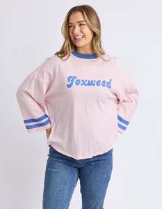 Tops: Ringer Long Sleeved Tee - Pale Pink