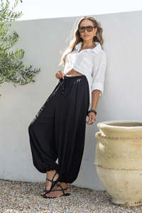 Pants: Havana Drawstring Balloon Pants - Black