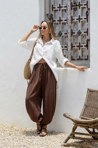 Havana Drawstring Balloon Pants - Chocolate