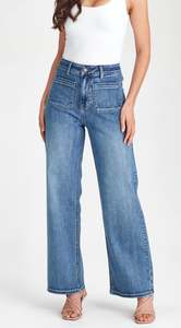 Libby Wide Leg Short Stuff Jeans - Denim Blue