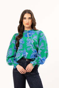 Movement Blouse - Blue Bloom
