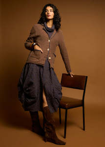 Cardigans: Collared Cardigan - Cocoa