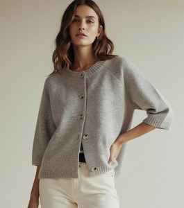 Cardigans: Lennox 3/4 Sleeve Cardigan - Taupe