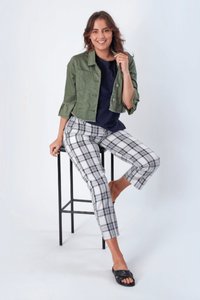 Slim Leg 7/8 Pant - Slate/Off White