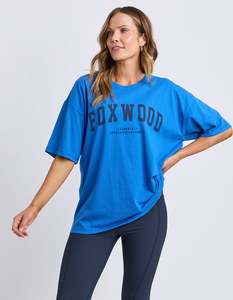 Tops: Interval Tee - Blue With Black Writing