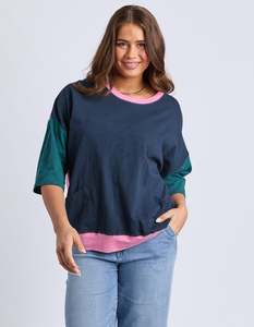 Mazie Colour Block Sweatshirt - Teal/Navy/Quartz Pink