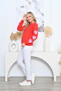 Heart Sleeve Knit - Red