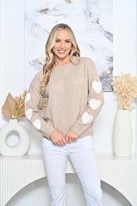 Heart Sleeve Knit - Beige